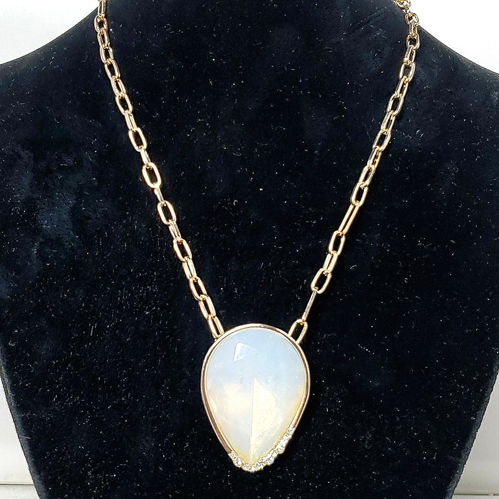 French connection white opal stone neck gold chain